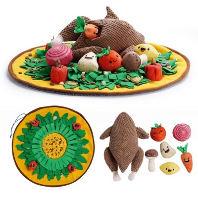Nocciola Thanksgiving Turkey Puzzle Dog Toys Bundle, 7-in-1 Plush Turkey Toys with Snuffle Feeding Mat, Squeaky Interactive Dog Toys to Keep Them Busy