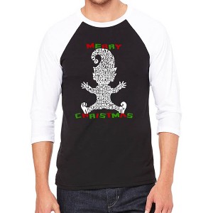 LA Pop Art Christmas Elf - Men's Raglan Baseball Word Art T-Shirt - 1 of 4