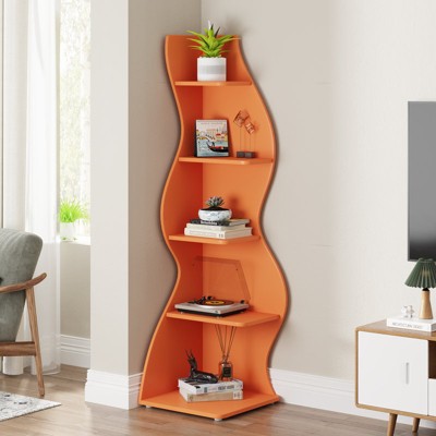 5-Tier Sea Grass-Shaped Wall Corner Bookshelf