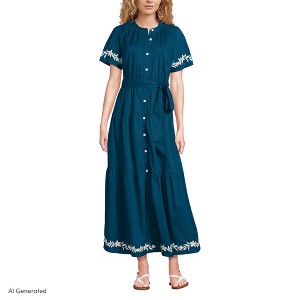 cotton maxi dress target Lands' End Women's Cotton Voile Button Front Maxi Dress