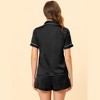 cheibear Women's Silky Satin Button Down Shirt with Shorts Sleepwear Pajama Sets - 4 of 4