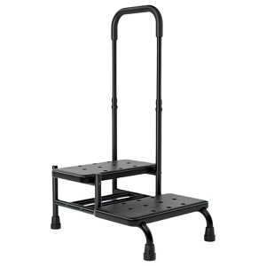 Itopfox Heavy Duty 2 Step Stool with Adjustable Handle for Adults & Elderly, Non-Slip Design, Supports Up to 450 lbs, Black - 1 of 4