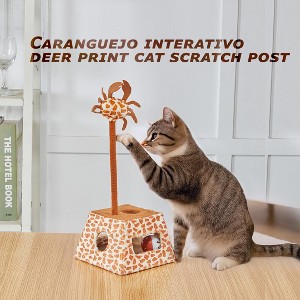 Interactive Cat Scratching Post with Cute Crab/Fish/Shell Design, Durable Cat Toy for Indoor Cats and Kittens, Soft Plush Surface with Sturdy Base - 1 of 4