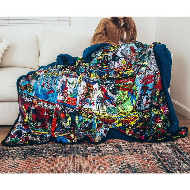 Surreal Entertainment Marvel Spider-Man 60th Anniversary Special Edition Blue Throw Blanket, 4 of 8