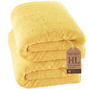 Hawmam Linen Jumbo Large Bath Sheets Towels 2-Pack 35 x 70 Inches Soft and Absorbent, Premium Quality 100% Cotton Towels - 1 of 4