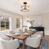 LLHZSY 3-Light Farmhouse Lantern Drum Semi Flush Mount Ceiling Lights with Ripple Glass, 11 4/5" Chandelier for for Kitchen Island, Hallway - 2 of 4