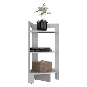 FONTOI End Table Corner Three Tier Shelf Table Modern Storage Accent Side Table with Tray Top for Living Room or Bedroom, White, 15.2"*15.2"*31.7" - 1 of 4