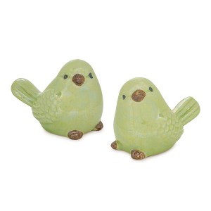 Whimsical Ceramic Bird Figurines (Set Of 6)– 3"H Green – Living Room Accent – By Melrose - 1 of 3