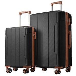 Syemin Luggage Luggage Sets 2 Piece Hardshell ABS Lightweight and Expandable Suitcases with Double Wheels Carry-on Luggage, Brown, 18.5"*11.5"*27.5" - 1 of 4