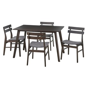 Buylateral 5pc Fiesta Dining Table Walnut: Rectangle Set for 4, Rubberwood & MDF, Non-Extension - 1 of 4