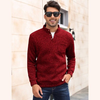 WhizMax Men's Casual Henley Pullover Sweater Slim Fit Knitted Thermal Fleece Polo Sweatshirt