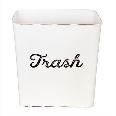AuldHome Design 3.5gal Enamel Trash Can; Modern Farmhouse Style Wastebasket for Bathroom, Bedroom, Office