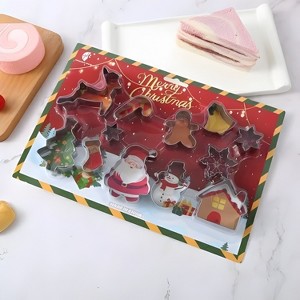 Kitcheniva Christmas Cookie Cutter Variety Pack - Christmas Tree, Santa, Gingerbread Man, Snowman, Reindeer - 1 of 4