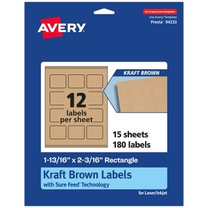 Avery Kraft Brown Rectangle Labels with Sure Feed, 1-13/16" x 2-3/16" - 1 of 4