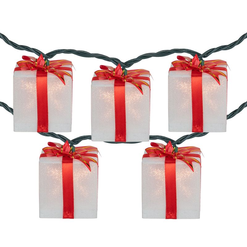 Northlight 10-Count White and Red Christmas Present Light Set- 7.5ft, Green Wire, 1 of 6