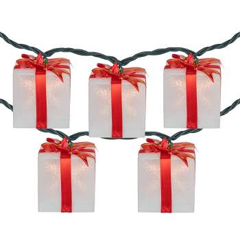 Northlight 10-Count White and Red Christmas Present Light Set- 7.5ft, Green Wire