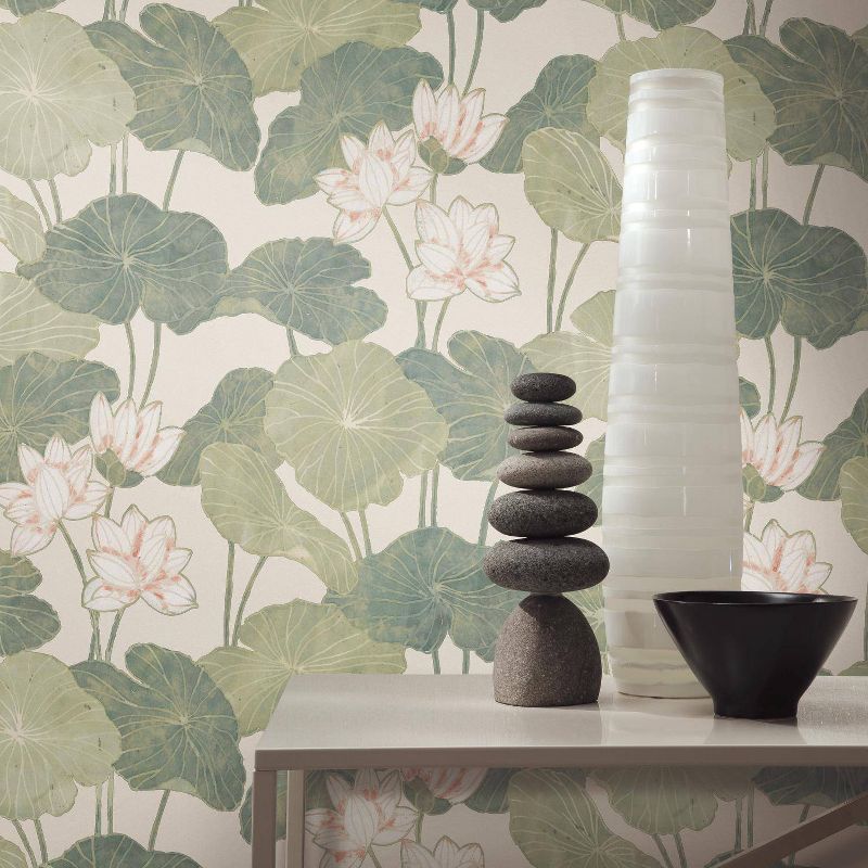 RoomMates Lily Pads Peel &#38; Stick Wallpaper Cream/Green, 3 of 8
