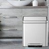 EcoSummer 2 x 4 Gal Stainless Steel Dual Compartment Trash Can, Step-On Recycling Bin with Soft-Close Lid & Removable Buckets. - 3 of 4
