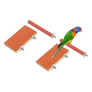 Unique Bargains Bird Perch Stand Wooden Parrot Perch Stand Toy Paw Grinding Stick Bird Cage Accessories 4 Pcs - 1 of 4