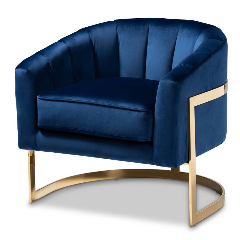 Tomasso Velvet Lounge Chair Blue - Baxton Studio, 1 of 11