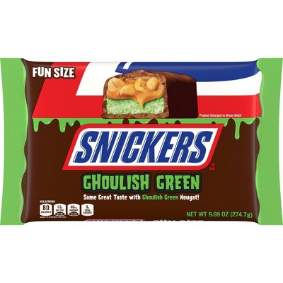 Snickers Ghoulish Green Candy Bars Halloween Chocolate - 9.69oz