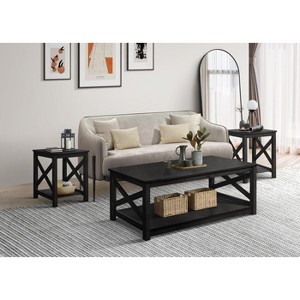 Home Design Novato 3 pieces Coffee Table Set, Black - 1 of 4