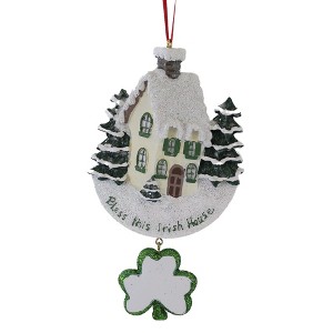 Kurt S. Adler 5.0 Inch Bless This Irish House Clover Snow Trees Tree Ornaments - 1 of 3