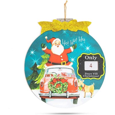 Juvale Santa Claus Ornament Decoration, Countdown to Christmas Calendar, Blue (11.8 x 13 x 0.47 in)