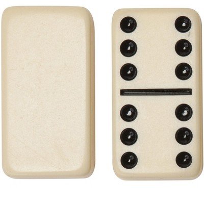 Ivory Double 6 Dominoes Set with Black Vinyl Case