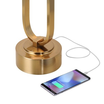Modern Gold Metal Table Lamp with White Glass Dome Shade