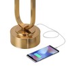 Possini Euro Design Ramses 25 1/2" High Modern Table Lamp USB Port AC Power Outlet Pull Chain Gold Metal Single White Alabaster Dome Shade Charging - 3 of 4