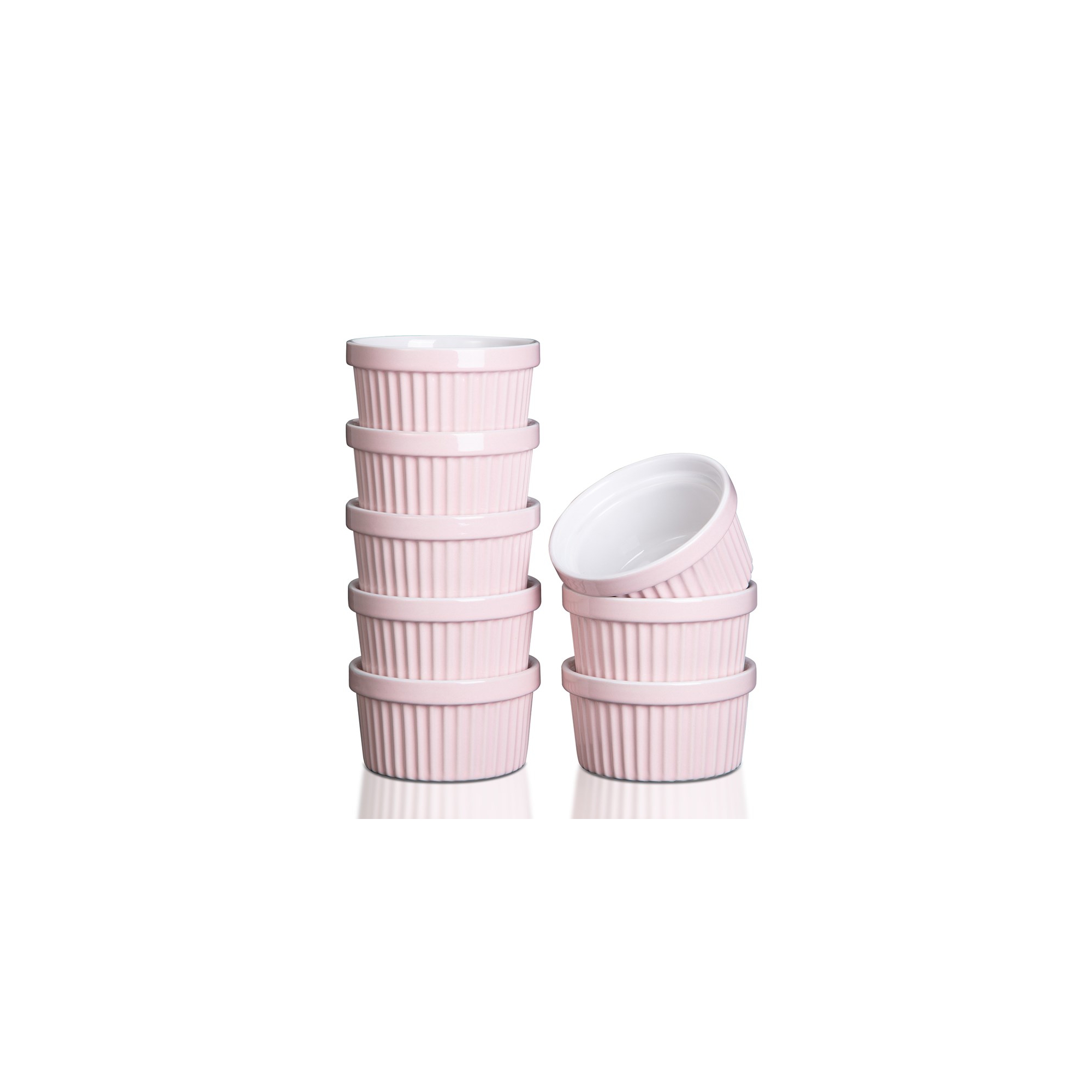 WhizMax Porcelain Ramekin, 8 oz, Set of 6, Pink
