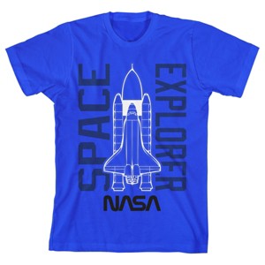 NASA Space Explorer Shuttle Sketch Boy's Royal Blue T-shirt - 1 of 3