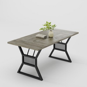 70.8 Inch Dining Table Set for 4-6,Kitchen Dinner Table with Heavy Duty Metal Legs,Farmhouse Wooden Eating Table for Lining Room,Home-No Chair - 1 of 4