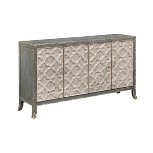 Treasure Trove Accents 4 Door Credenza Marion: Boxwood Ash Veneer, Geometric Pattern, No Assembly Required - 1 of 4