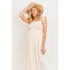 Hello Miz Women's Sleeveless Smocked Tie Shoulder Maternity Midi Dress - 4 of 4