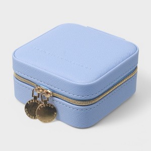 French Connection Small Travel Accessory Organizer with Mirror – Compact Jewelry Storage Box, Faux Leather - 1 of 4