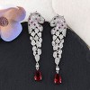 Anna-Kaci Plated Leopard Cheetah Panther Head Zircon Tassel 925 Sterling Silver Drop Dangle Earrings for Women - 2 of 4