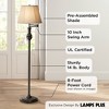 Regency Hill Traditional Swing Arm Floor Lamp 58" Tall Painted Black Bronze Swirl Font Faux Silk Beige Shade for Living Room Reading Office - 3 of 4