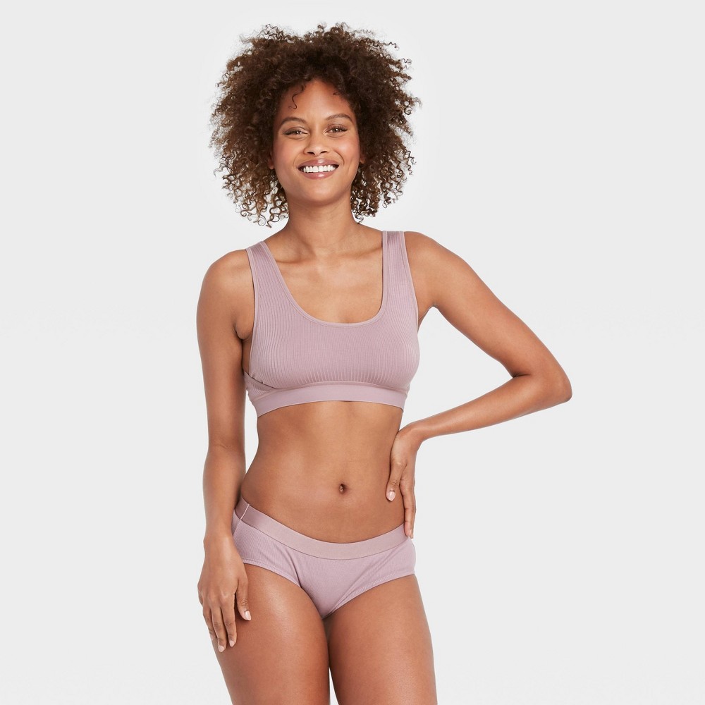 Women's Cotton Ribbed Hipster Underwear - Auden Orchid L