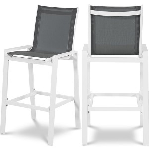 Meridian Furniture,Nizuc Mesh Water Resistant Fabric Outdoor Patio Barstool, Set of 2 - 1 of 4