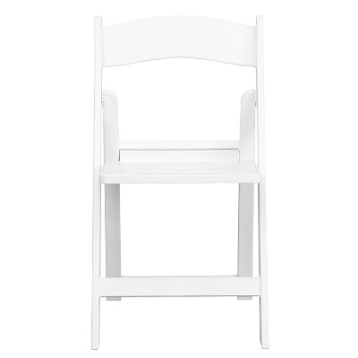 Emma + Oliver 2 Pack White Resin Slatted Folding Chairs