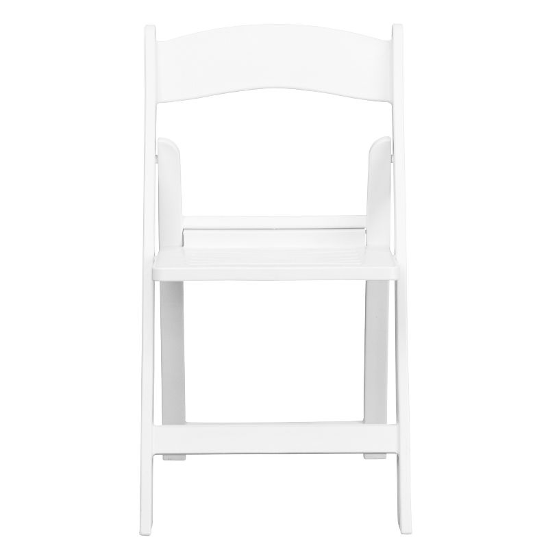 Flash Furniture 2 Pack HERCULES Series 1000 lb. Capacity White Resin Folding Chair with Slatted Seat, 5 of 13
