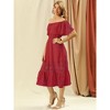 Allegra K Women's Off Shoulder Ruffle Lace Insert High Waist Short Sleeve Flowy Maxi Dress - 4 of 4