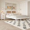 3-Pieces Bedroom Sets Queen Size Wooden Platform Bed & Natural Rattan Headboard, 2 Nightstands with 3 Drawers for Bedroom-Maison Boucle - 2 of 4