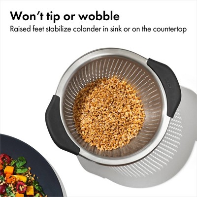 OXO 5 Qt Stainless Steel Colander: Dishwasher-Safe Strainer for Pasta & More, Clear, 11.7 Width ‼️has stains and scratches ‼️
