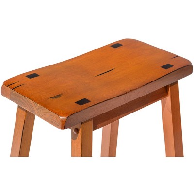 Distressed Oak 24" Backless Saddle Style Wood Counter Stools