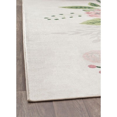 Ivory Blush Floral Charm Synthetic Area Rug, 9' x 12'