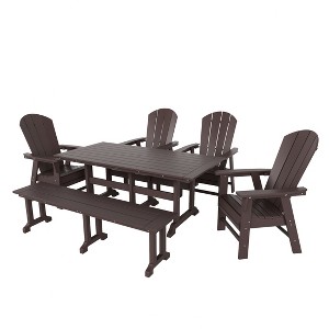WestinTrends 6 Piece Outdoor Patio Dining Table and Armchair Dining Bench Set - 1 of 3