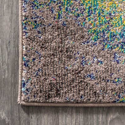 Yellow and Multicolor Abstract Synthetic Flat Woven Area Rug